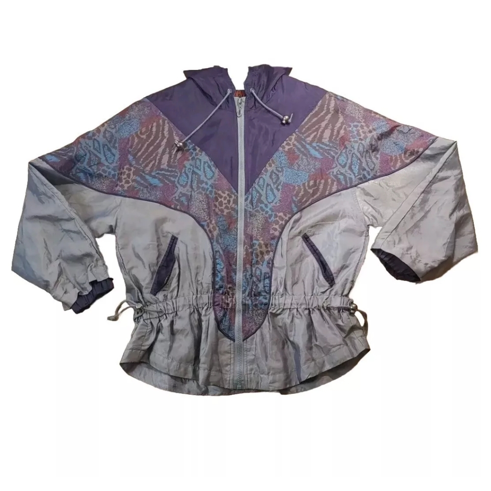 Vtg Y2k Satin Track Jacket Woman Med Ruffled Hem Retro Hip Hop New York Classics